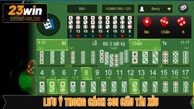 Theo dõi điểm xúc xắc khi đặt cược